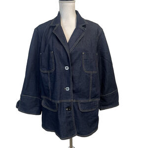 Apostropher Denim Jean Barn Jacket Blazer Plus size 22W Stretch Pockets Casual